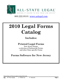 2010 Legal Forms Catalog Includes: