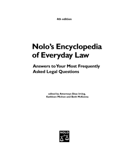 Nolo’s Encyclopedia of Everyday Law Answers to Your Most Frequently Asked Legal Questions