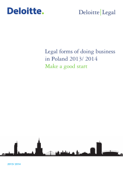 Legal forms of doing business in Poland 2013/ 2014 2013/ 2014