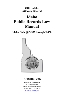 Idaho Public Records Law Manual Office of the