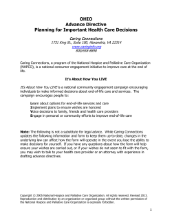 OHIO Advance Directive Planning for Important Health Care Decisions