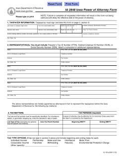 IA 2848 Iowa Power of Attorney Form Reset Form Print Form