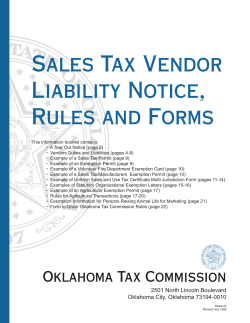 Sales Tax Vendor Liability Notice, Rules and Forms