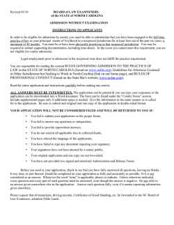Revised 03/10 BOARD of LAW EXAMNINERS of the STATE of NORTH CAROLINA