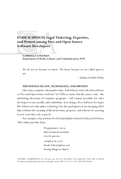 C A CODE IS SPEECH: Legal Tinkering, Expertise,