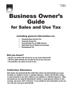 Business Owner’s Guide for Sales and Use Tax including general information on:
