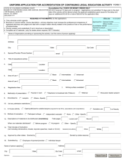 UNIFORM APPLICATION FOR ACCREDITATION OF CONTINUING LEGAL EDUCATION ACTIVITY FORM 1