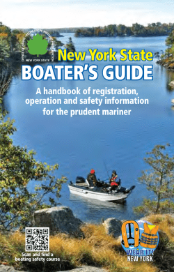Boater’s Guide New York State A handbook of registration, operation and safety information