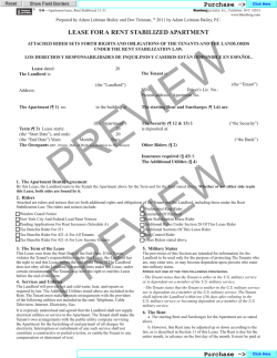 LEASE FOR A RENT STABILIZED APARTMENT