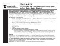 FACT SHEET Identification and Legal Presence Requirements for Non-United States Citizens