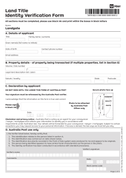 Land Title Identity Verification Form Landgate A. Details of applicant