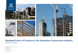 Standard Forms of Contract in the Australian Construction Industry Research Report