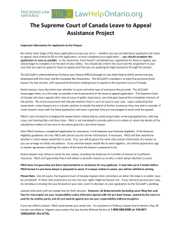 The Supreme Court of Canada Leave to Appeal Assistance Project