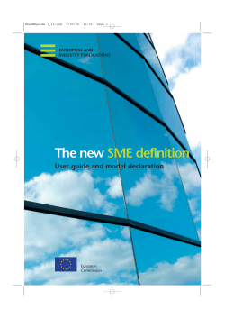 The new SME definition User guide and model declaration ENTERPRISE AND