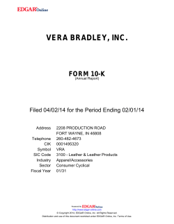 VERA BRADLEY, INC. FORM 10-K Filed 04/02/14 for the Period Ending 02/01/14