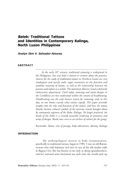 Batek: Traditional Tattoos and Identities in Contemporary Kalinga, North Luzon Philippines