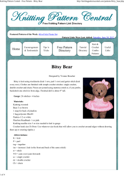 Knitting Pattern Central - Free Pattern - Bitsy Bear
