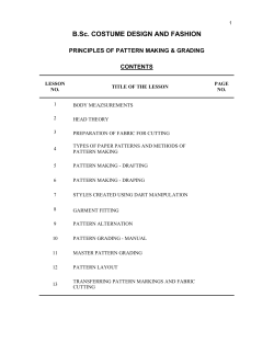 B.Sc. COSTUME DESIGN AND FASHION  PRINCIPLES OF PATTERN MAKING &amp; GRADING CONTENTS