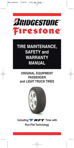 TIRE MAINTENANCE, SAFETY and WARRANTY MANUAL