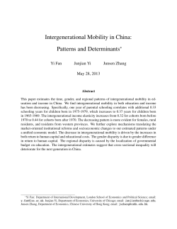 Intergenerational Mobility in China: Patterns and Determinants ∗ Yi Fan