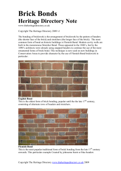 Brick Bonds Heritage Directory Note
