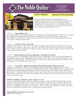 The Noble Quilter Spring 2014 Shop Newsletter