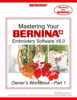 Mastering Your Embroidery Software V6.0 Owner’s Workbook - Part 1