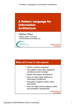 A Pattern Language for Information Architecture