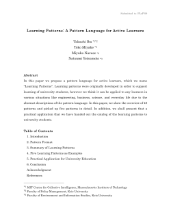 Learning Patterns: A Pattern Language for Active Learners Takashi Iba  Toko Miyake