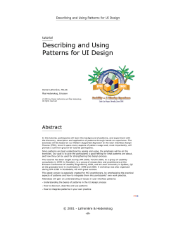 Describing and Using Patterns for UI Design Abstract