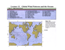 Lecture 13.   Global Wind Patterns and the Oceans EOM
