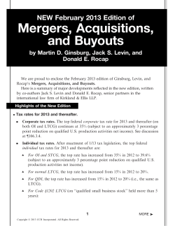 Mergers, Acquisitions, and Buyouts NEW February 2013 Edition of