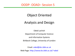 Object Oriented Analysis and Design OODP- OOAD– Session 5