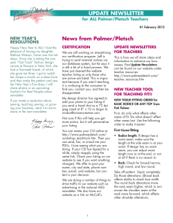 News from Palmer/Pletsch NEW YEAR’S RESOLUTIONS CERTIFICATION