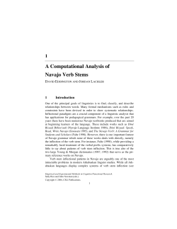 A Computational Analysis of Navajo Verb Stems 1