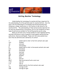 Knitting Machine Terminology