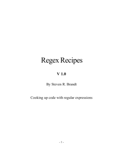 Regex Recipes V 1.0 By Steven R. Brandt