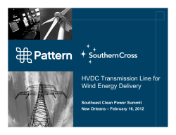 HVDC Transmission Line for Wind Energy Delivery Southeast Clean Power Summit