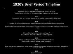 1920’s Brief Period Timeline