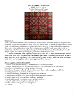 VINTAGE BERRY BLOSSOMS Design Notes 60 1/2” X 60 1/2” Quilt