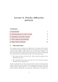 Lecture 9: Powder diffraction patterns Contents