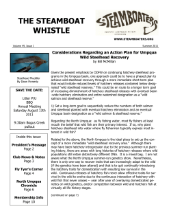 THE STEAMBOAT WHISTLE Considerations Regarding an Action Plan for Umpqua Wild Steelhead Recovery