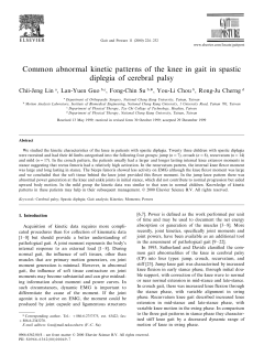 Common abnormal kinetic patterns of the knee in gait in... diplegia of cerebral palsy Chii-Jeng Lin , Lan-Yuen Guo