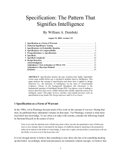 Specification: The Pattern That Signifies Intelligence By William A. Dembski