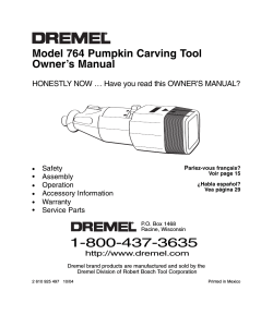 1-800-437-3635 Model 764 Pumpkin Carving Tool Owner’s Manual