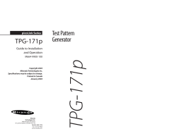 Test Pattern Generator TPG-171p Guide to Installation