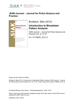 Introduction to Bloodstain Pattern Analysis .SIAK-Journal – Journal for Police Science and