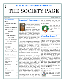 THE SOCIETY PAGE President&rsquo;s Comments...
