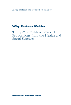 Thirty-One Evidence-Based Propositions from the Health and Social Sciences Why Casinos Matter