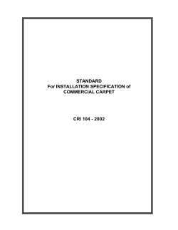 STANDARD For INSTALLATION SPECIFICATION of COMMERCIAL CARPET